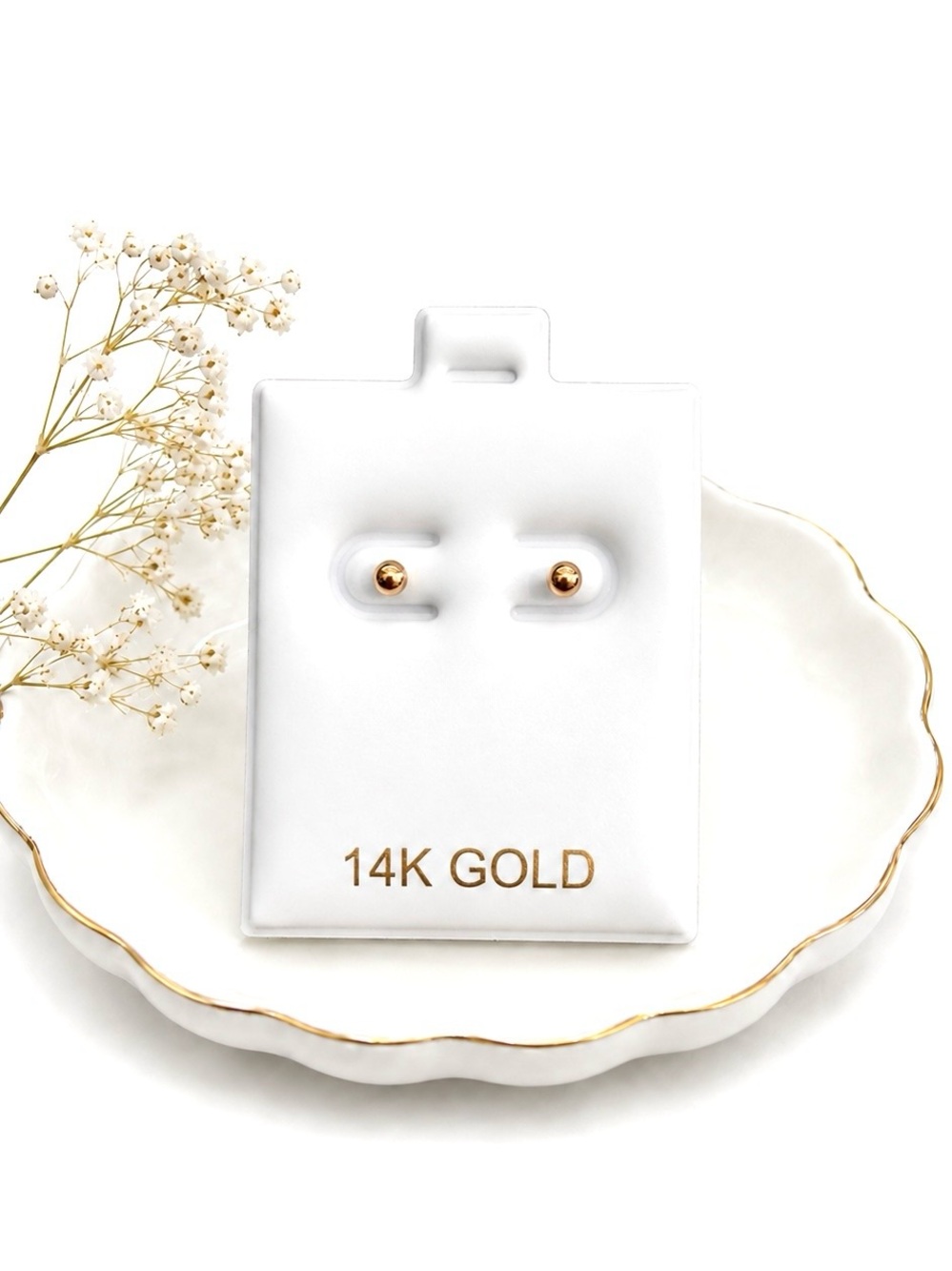 14K Yellow Gold 2mm Ball Stud Earrings